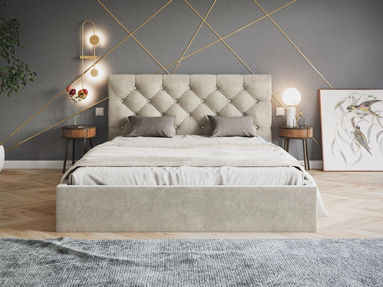 Polsterbett mit Bettkasten und Lattenrost 120x200 Selva Beige