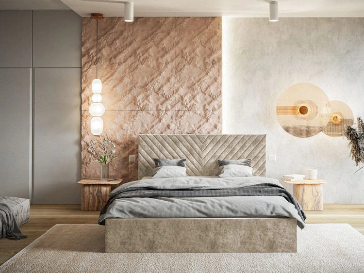 Polsterbett mit Bettkasten und Lattenrost 160x200 Esma Beige