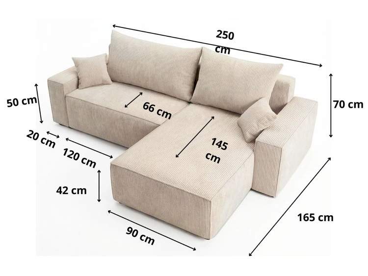 Ecksofa L-Form mit Schlaffunktion und Bettkasten Nivo Grau