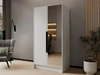 Kleiderschrank mit Spiegel 100 cm Lucca Weiß mit schwarzen Griffen