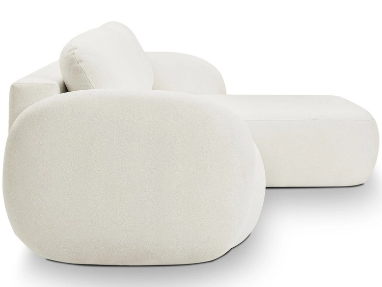 Ecksofa L-Form Rechts mit Schlaffunktion und Bettkasten Oreo Creme