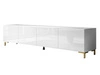TV-Lowboard mit Türen auf Goldenen Beinen 200 cm Nodoo Weiß Hochglanz