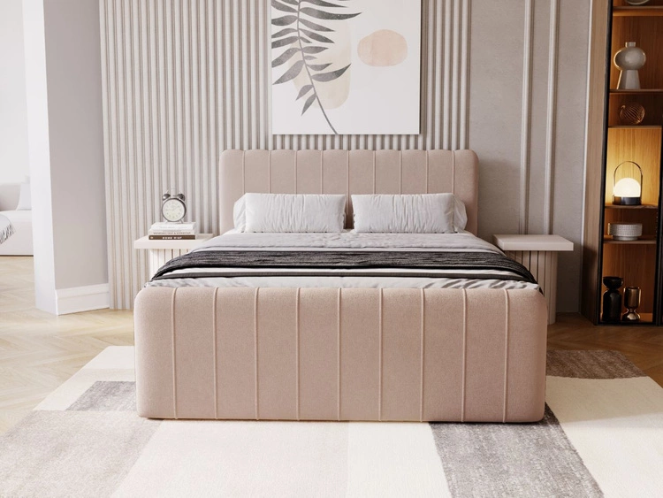 Boxspringbett mit Bettkasten 140x200 Osteno Beige