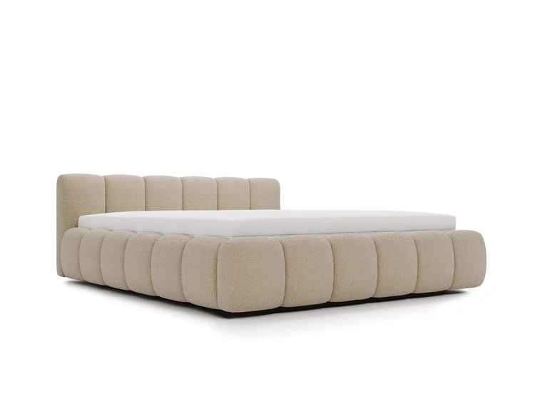 Polsterbett ohne Bettkasten mit Lattenrost 160x200 Cloud Low aus Bouclé-Stoff Dunkelbeige