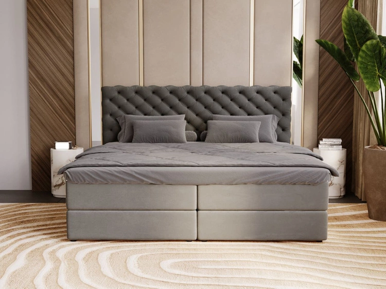 Boxspringbett mit Bettkasten 140x200 Bergamo Dunkelgrau