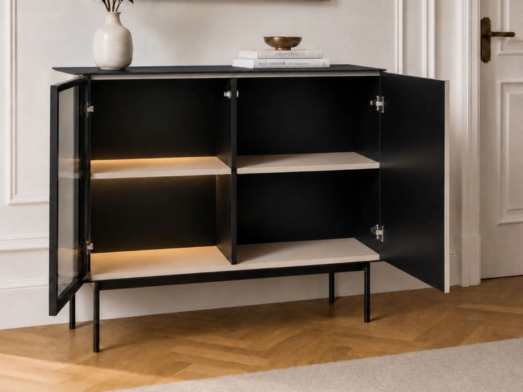 Kommode mit LED-Beleuchtung, 2 Türen Auroé Kaschmir
