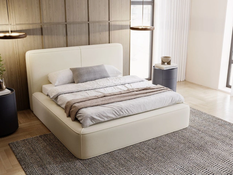 Polsterbett mit Bettkasten und Lattenrost 140x200 Amaro Beige