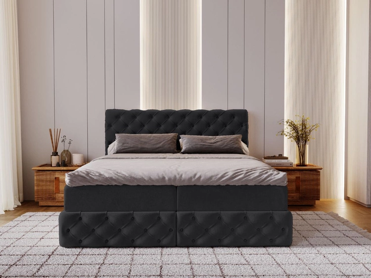Boxspringbett mit Bettkasten 180x200 Canolo Schwarz