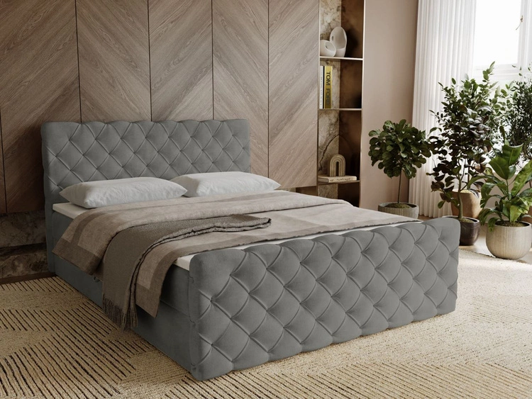 Boxspringbett mit Bettkasten 120x200 Lunaris Grau