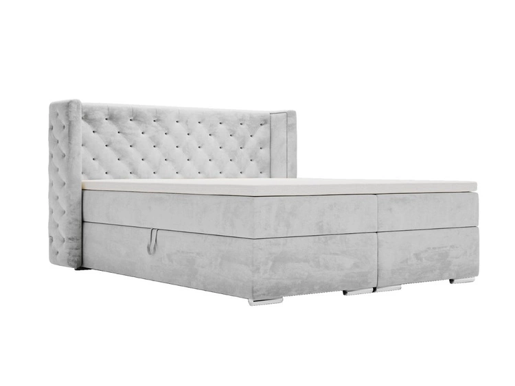 Boxspringbett mit Bettkasten 180x200 Lion Hellgrau