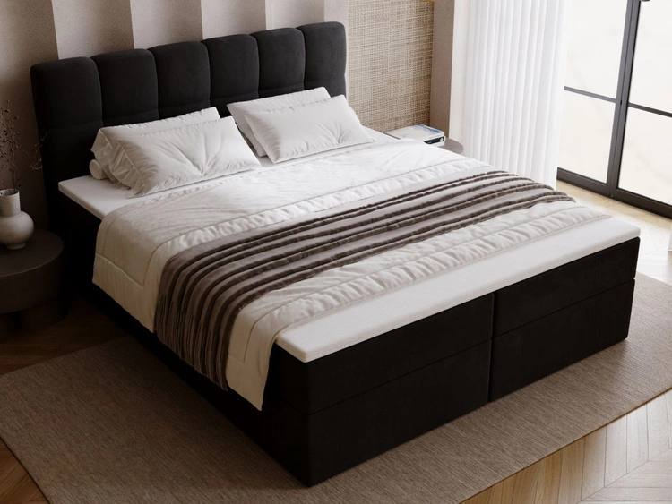 Boxspringbett mit Bettkasten 160x200 Maison Schwarz