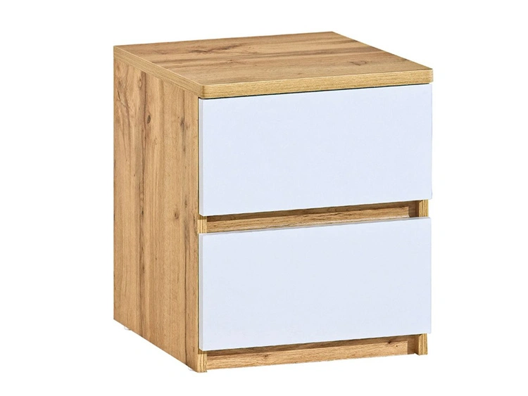Nachtschrank mit zwei Schubladen Arcadia Eiche Wotan, Weiß