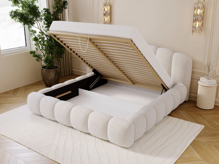 Polsterbett mit Stauraum und Lattenrost 120x200 Cloud Soft Beige