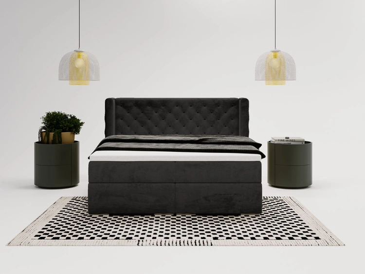 Boxspringbett mit Bettkasten 180x200 Lion Schwarz