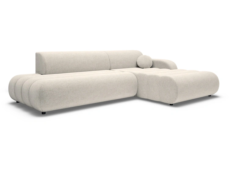 Ecksofa L-Form mit Schlaffunktion und Bettkasten Lisso Rechts Beige