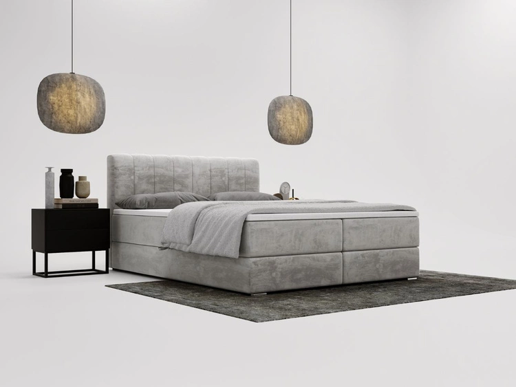 Boxspringbett mit Bettkasten 160x200 Forte Hellgrau