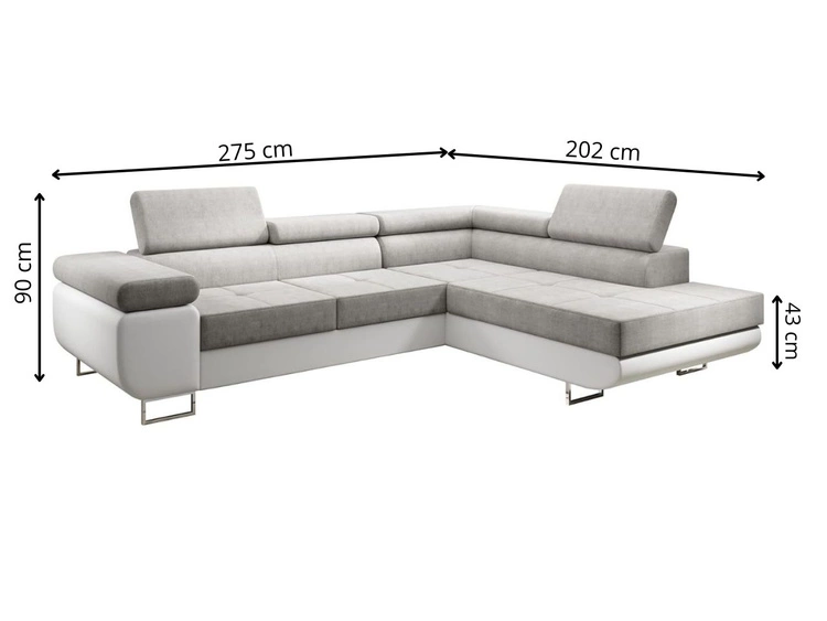 Ecksofa L-Form Links mit Schlaffunktion und Bettkasten Solam L Schwarz