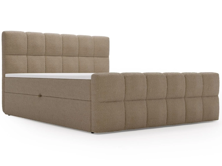 Boxspringbett mit Bettkasten 140x200 Bouclé-Stoff Alicante Braun
