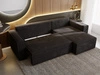 Ecksofa L-Form mit Schlaffunktion und Bettkasten Prato XL Schwarz 