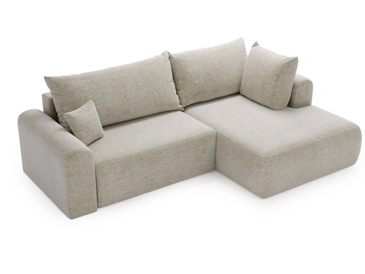 Ecksofa L-Form mit Schlaffunktion und Bettkasten Savana Bis Hellbeige
