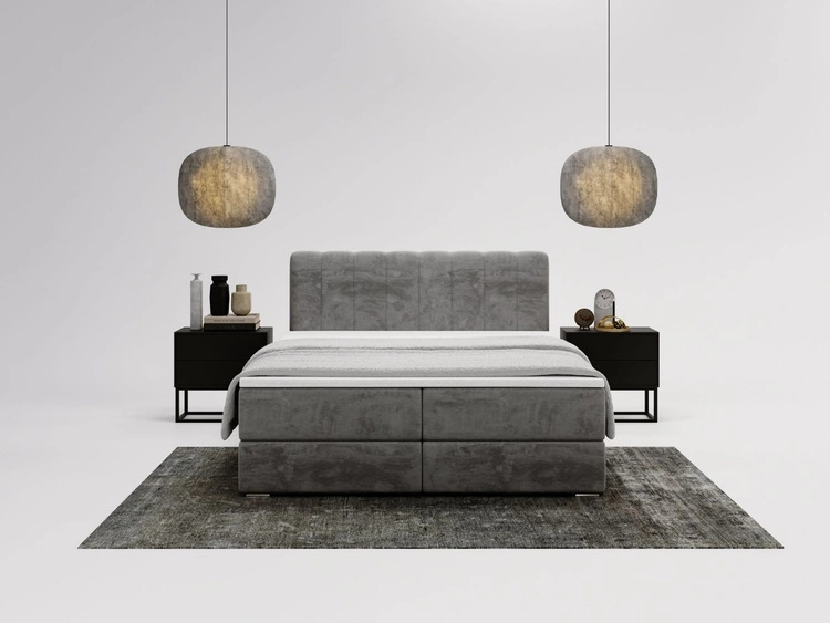 Boxspringbett mit Bettkasten 140x200 Forte Grau