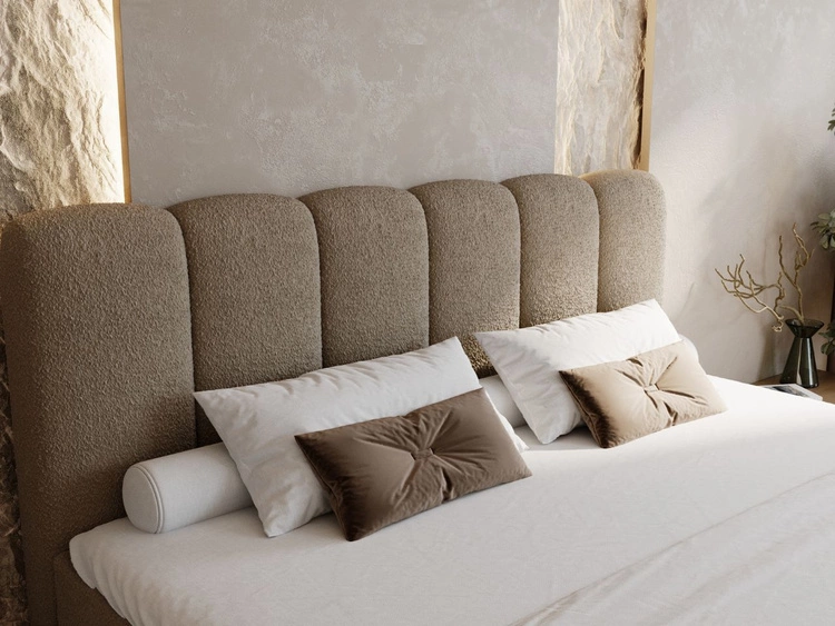 Boxspringbett mit Bettkasten 200x200 Bouclé-Stoff Cloud Braun