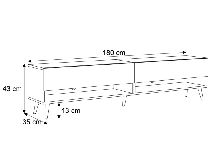 TV-Schrank für das Wohnzimmer 180 cm mit goldenen Beinen und LED-Beleuchtung Aurelie Weiß Hochglanz