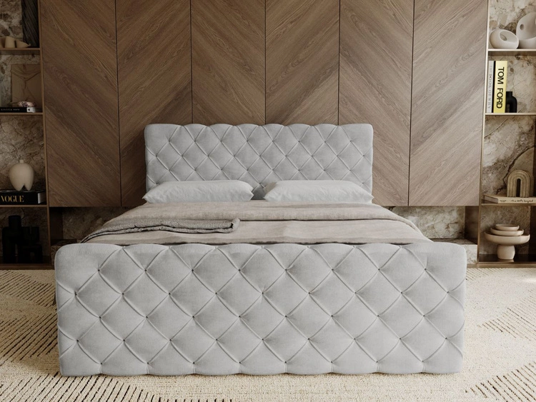 Boxspringbett mit Bettkasten 120x200 Lunaris Hellgrau