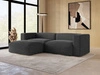 Ecksofa L-Form Links Moderne Cord Ecksofa Landi Dunkelgrau