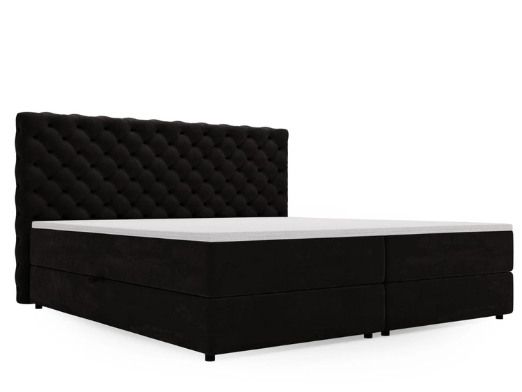 Boxspringbett mit Bettkasten 180x200 Bergamo Schwarz