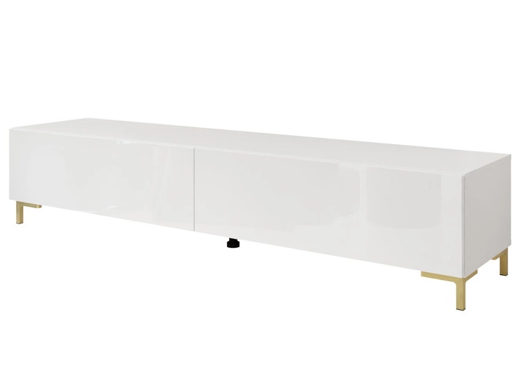 TV-Lowboard mit zwei Türen auf goldenen Beinen 175 cm Sorelle Weiß Hochglanz