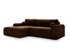 Ecksofa L-Form mit Schlaffunktion und Bettkasten Savana Links Braun