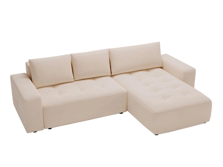 Ecksofa L-Form Rechts mit Schlaffunktion und Bettkasten Portland Beige