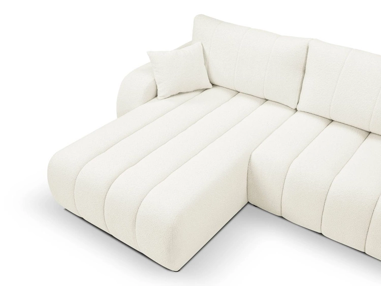 Ecksofa mit Schlaffunktion und Bettkasten Links Adoro Creme