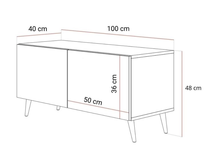 TV-Lowboard mit Türen auf Schwarz-Goldenen Metallbeinen 100 cm Noaé Schwarz Hochglanz