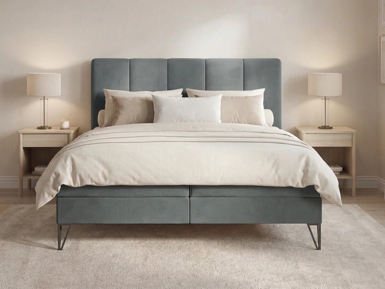 Boxspringbett mit Bettkasten 160x200 Vendi grau