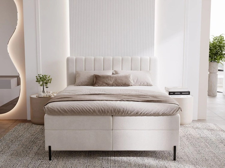 Boxspringbett mit Bettkasten 160x200 Primavera Creme