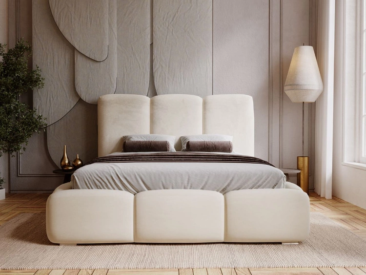 Polsterbett mit Bettkasten und Lattenrost 140x200 Bubble Beige