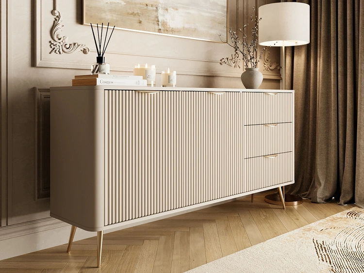 Kommode mit Türen und Schubladen Latina Beige