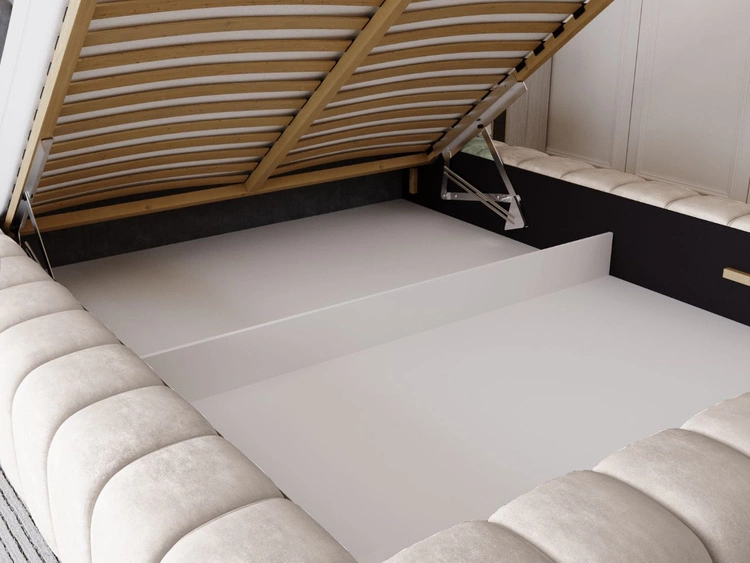 Polsterbett mit Bettkasten und Lattenrost 160x200 Italia Creme