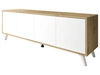 TV-Lowboard mit Türen und weißen Beinen Vivance Weiß & Eiche Artisan