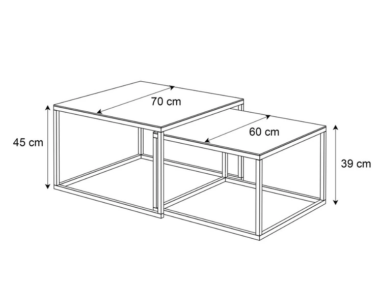 Couchtisch auf weißem Gestell mit Glasplatte Asumi Weiß 39x45