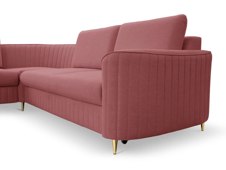 Ecksofa L-Form Rechts mit Schlaffunktion und Bettkasten Limon Rot