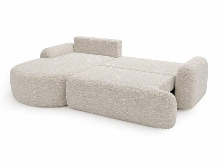 Ecksofa L-Form Links mit Schlaffunktion und Bettkasten Aurio Weiß