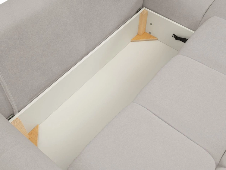 Ecksofa L-Form mit Schlaffunktion und Bettkasten Bene Hellgrau