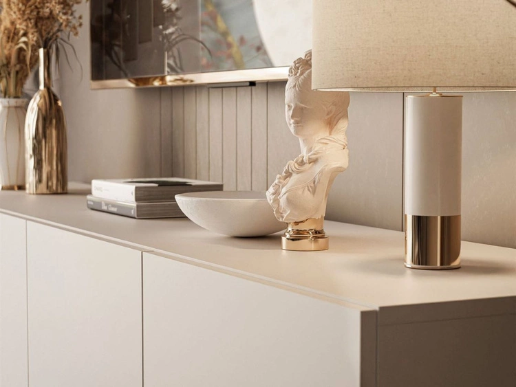 TV-Lowboard mit Türen auf Schwarzen Metallbeinen 100 cm Nodoo Kaschmir