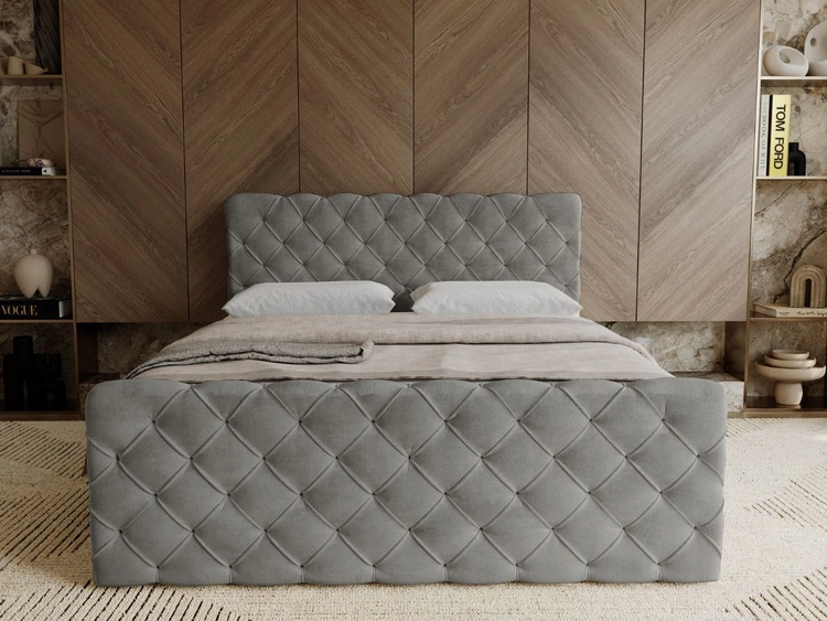 Boxspringbett mit Bettkasten 180x200 Lunaris Grau