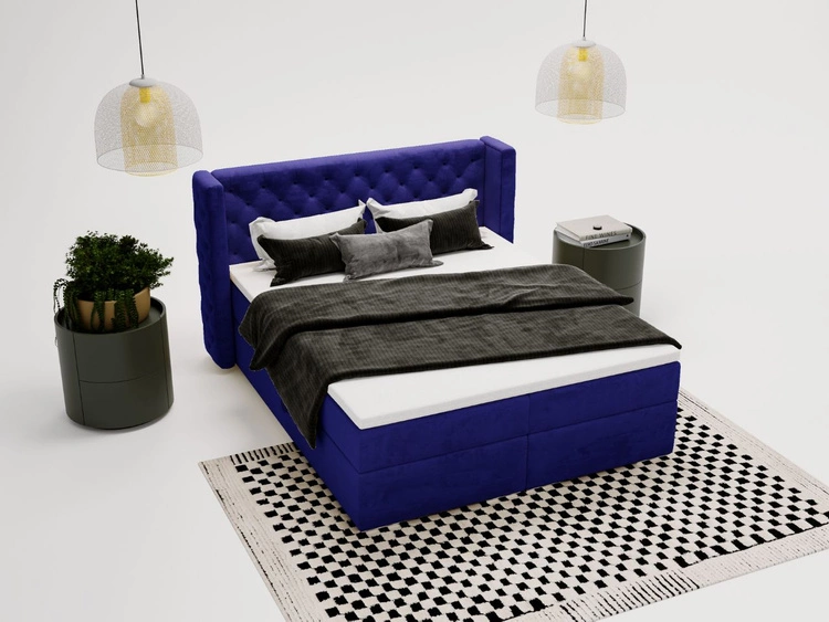 Boxspringbett mit Bettkasten 160x200 Lion Dunkelblau