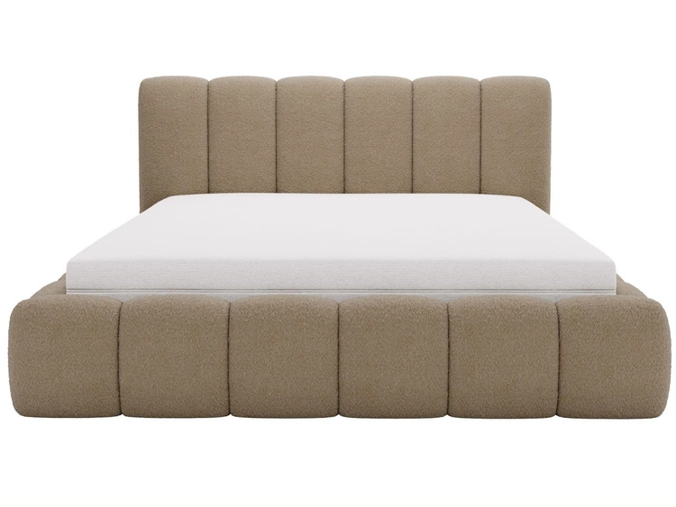 Polsterbett mit Bettkasten und Lattenrost 200x200 Cloud Bouclé-Stoff Braun