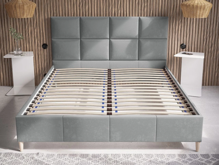 Polsterbett mit Lattenrost 160x200 Luxe Hellgrau